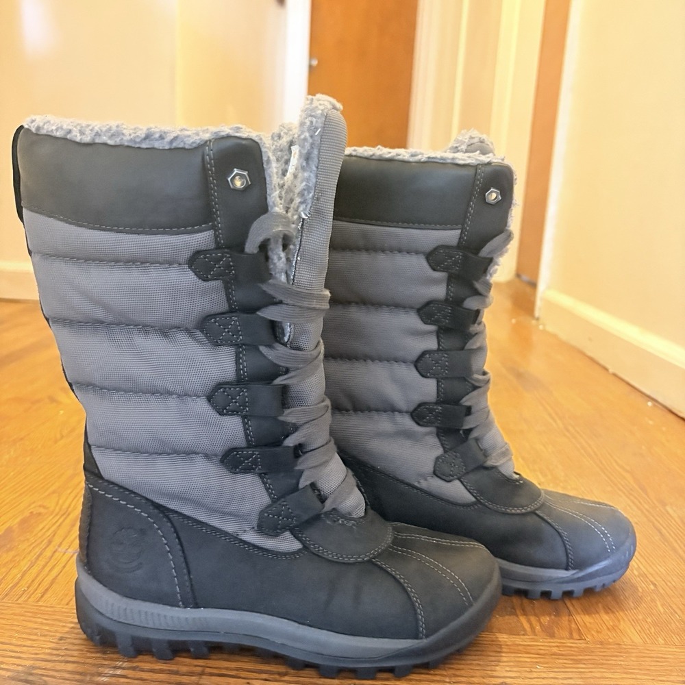 Timberland Mt Hayes Tall Waterproof Boots Womens Gray Black‎ A11SN Size 7.5